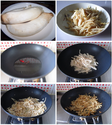 干煸<a href=/shicai/shucai/XingBaoGu/index.html target=_blank><u><a href=/shicai/guopin/Xing/index.html target=_blank><u>杏</u></a>鲍菇</u></a>步骤1-6