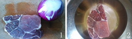 黑椒<a href=/shicai/shucai/YangCong/index.html target=_blank><u>洋葱</u></a>烤<a href=/shicai/rouqin/NiuRou/index.html target=_blank><u>牛肉</u></a>步骤1-2