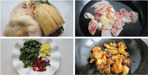 干锅<a href=/shicai/shucai/LianOu/index.html target=_blank><u>莲<a href=/shicai/shucai/Ou/index.html target=_blank><u>藕</u></a></u></a>鸡步骤1-4