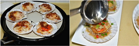 蒜蓉<a href=/shicai/mimian/FenSi/index.html target=_blank><u>粉丝</u></a>蒸<a href=/shicai/shuichanpin/ShanBei/index.html target=_blank><u>扇贝</u></a>步骤9-10