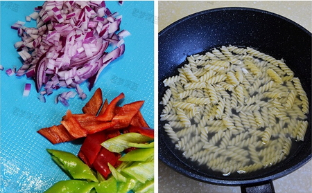 大对虾酱炒海鲜<a href=/shicai/mimian/YiMian/index.html target=_blank><u>意面</u></a>步骤1-2