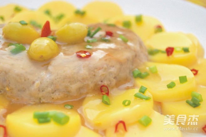 玉环蒸心形肉饼的做法