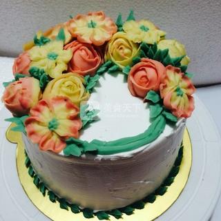 韩式豆沙霜裱花蛋糕