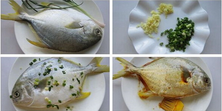 干煎<a href=/shicai/shuichanpin/ChangYu/index.html target=_blank><u>鲳鱼</u></a>步骤1-4