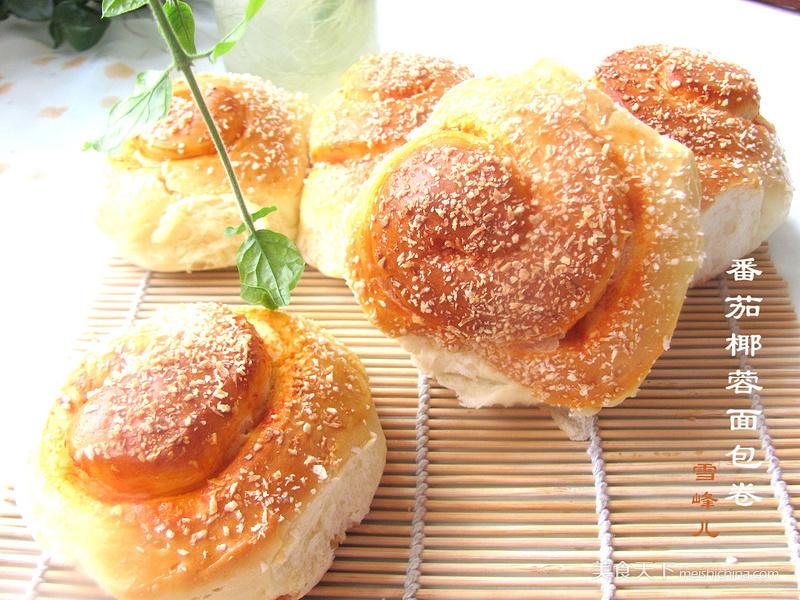 番茄椰蓉<a href=/shicai/mimian/MianBao/index.html target=_blank><u>面包</u></a>卷