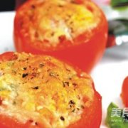 奶酪焗红米炒饭番茄盅的做法